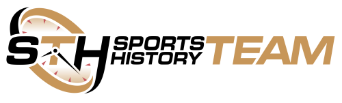 Sports Team History logo: STH lettering over a gold swoosh beside the words Sports History Team