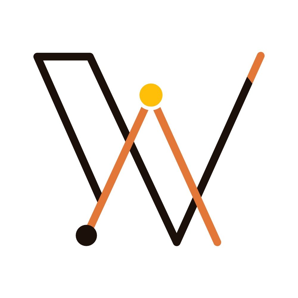 Bridget Willard, LLC logo: a black W crossed by two orange lines with a yellow dot