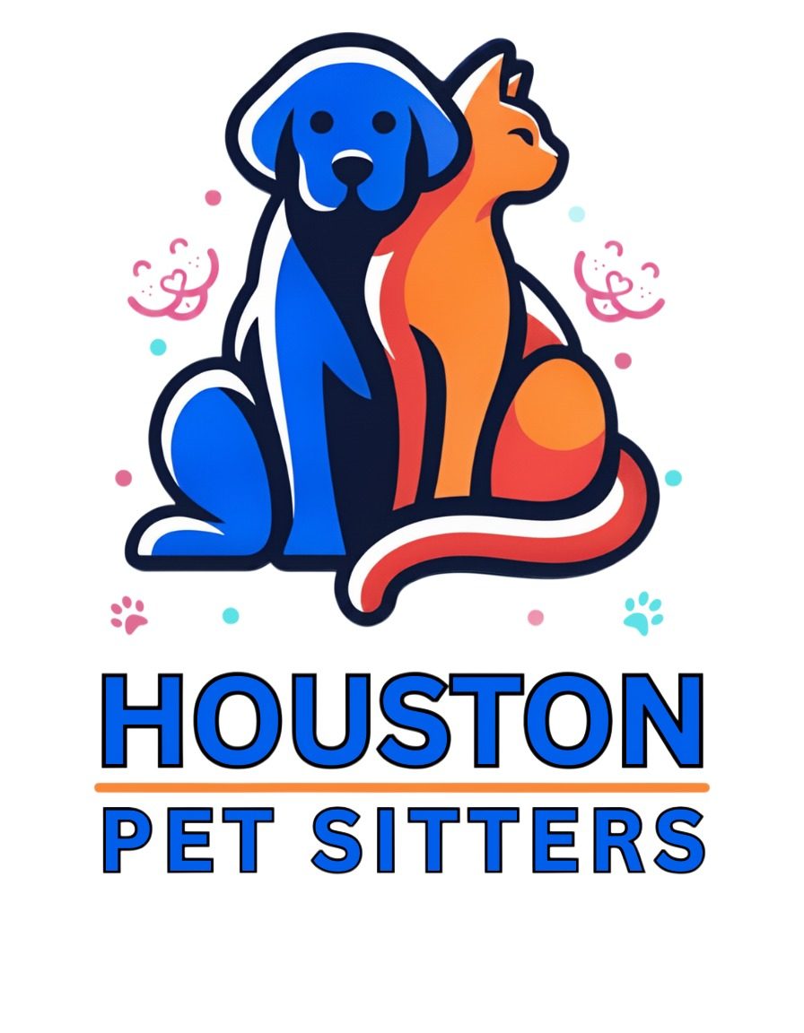 Houston Pet Sitters logo, a blue dog and an orange cat