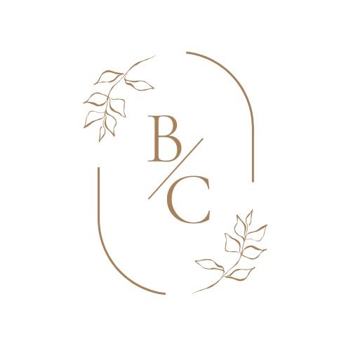 Better Connections Therapy logo, a gold B/C monogram inside an arch with leaf sprigs above the practice name
