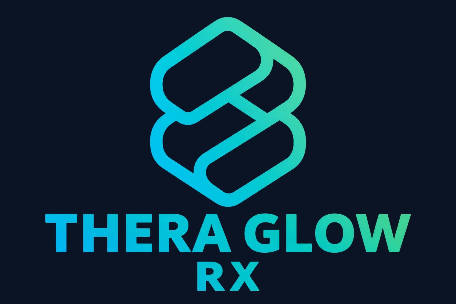Thera Glow Rx logo in glowing teal gradient