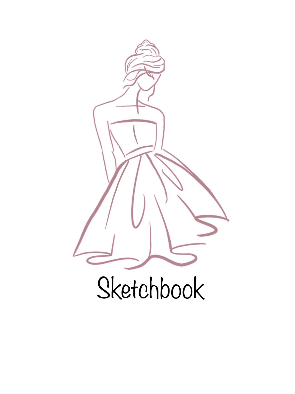 Sketchbook logo: a line drawing of a woman in a strapless gown in dusty rose above the word Sketchbook