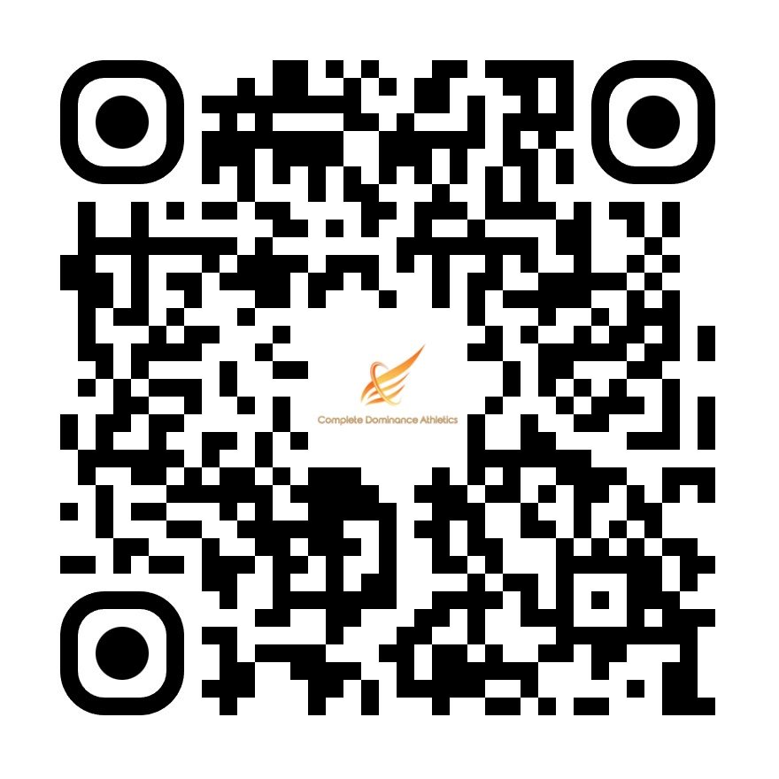 QR code with the Complete Dominance Athletics logo at its centre, linking to the CDA assessment