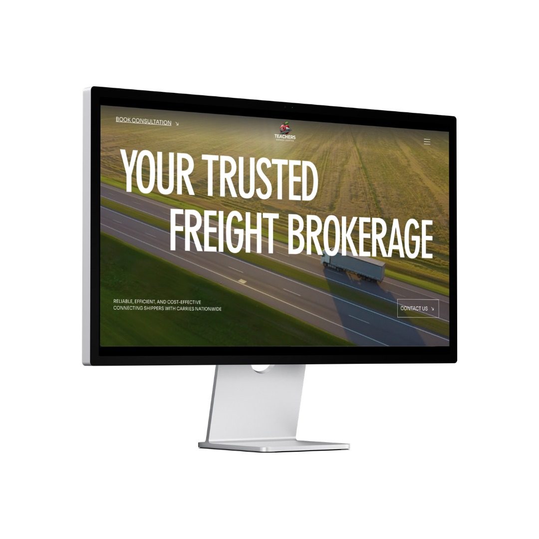 Teachers Express Logistics freight brokerage website shown on a desktop monitor