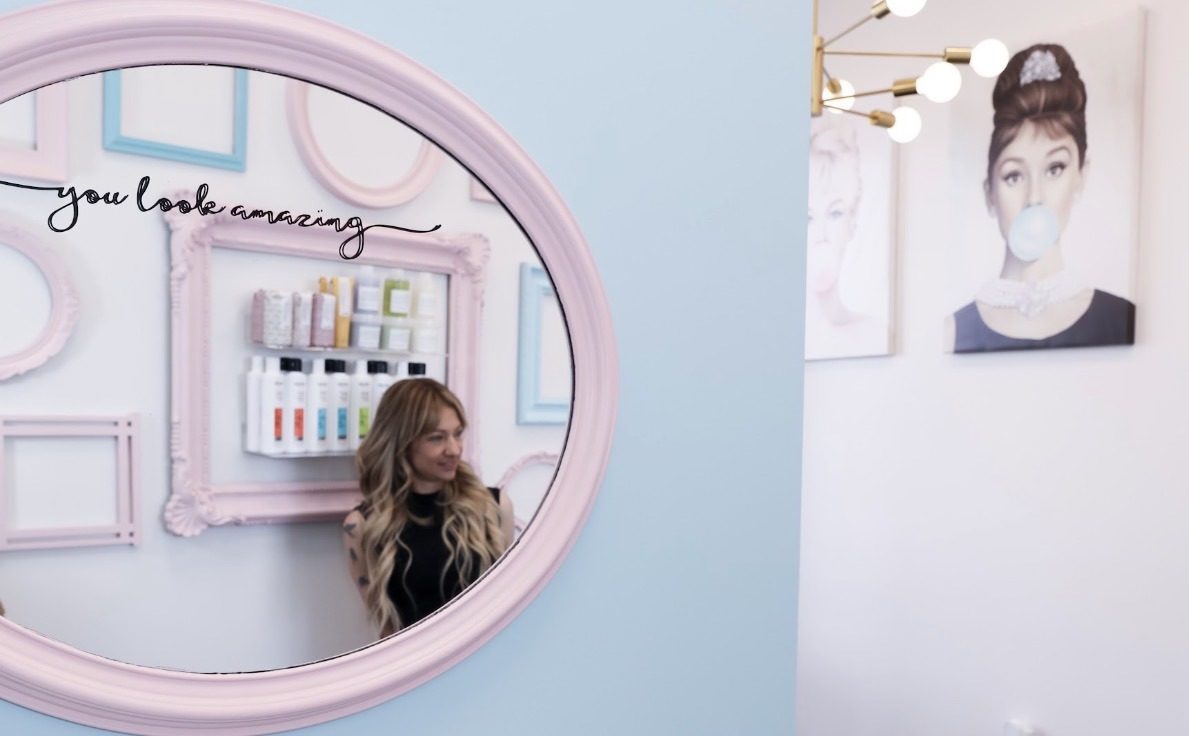 MollyAnn at work in the MollyAnn Hair salon suite