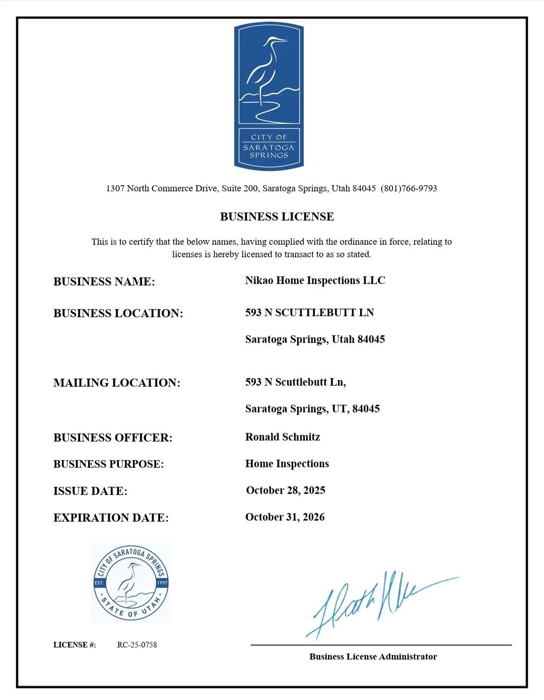 Ronnie Schmitz of Nikao Home Inspections LLC